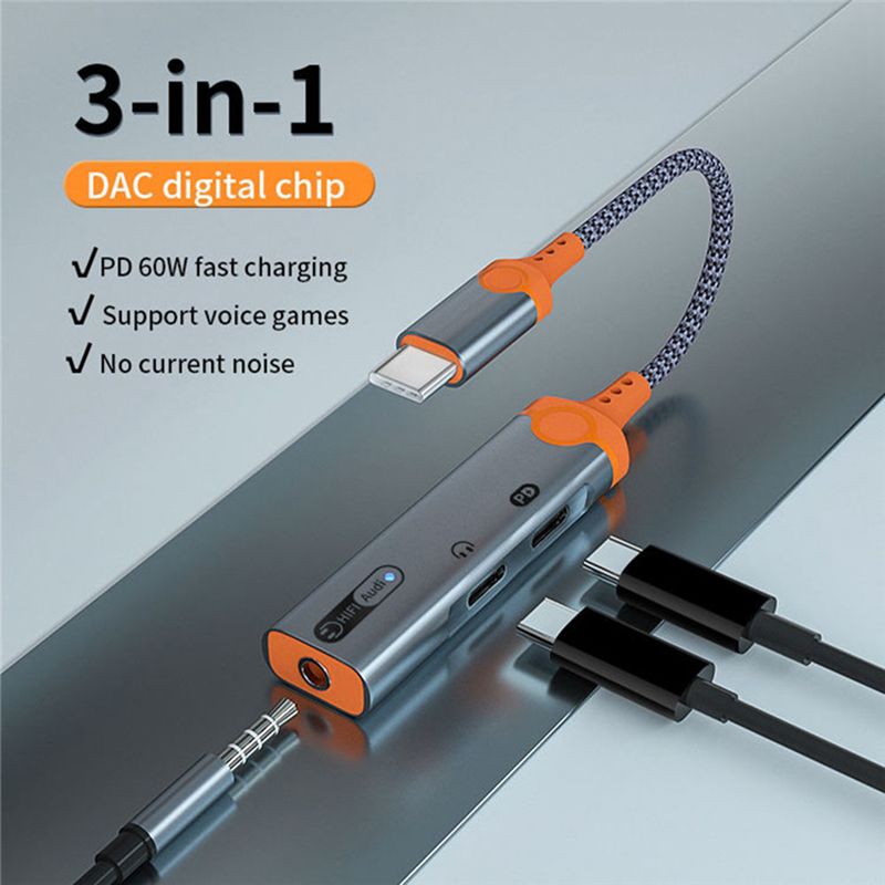 Earphone Splitter Jack - A99X ヘッドホンジャックアダプター PD60W 急速充電対応 スプリッター Type-C