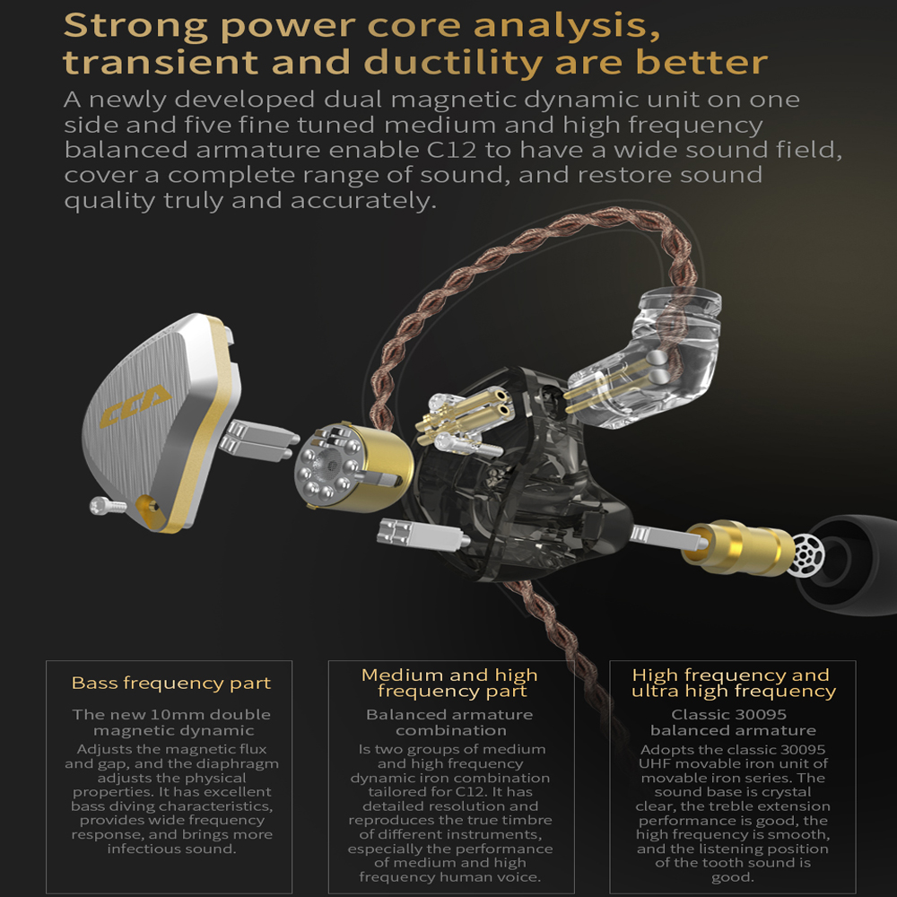 CCA C12 インイヤーメタルヘッドホン 5BA+1DD  - Audiophile Headphone Wired のレビューと価格